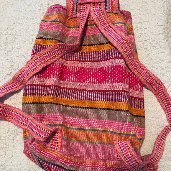 Drawstring Mexican backpack purse - Picture 2 of 3